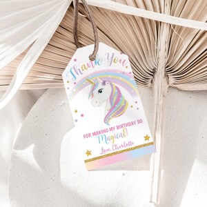 Rainbow Unicorn Party Thank You Favor Tags Template