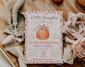 Fall Pumpkin Baby Shower Invitation, Little Pumpkin Is On The Way