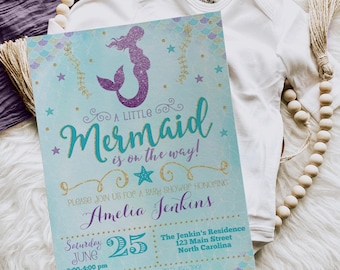 Mermaid Baby Shower Invitation Template