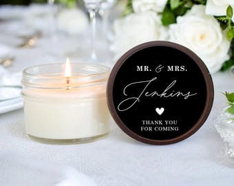 Velas de boda personalizadas como recuerdo, regalos de agradecimiento personalizados, vela de soja de 113 g (4 oz).