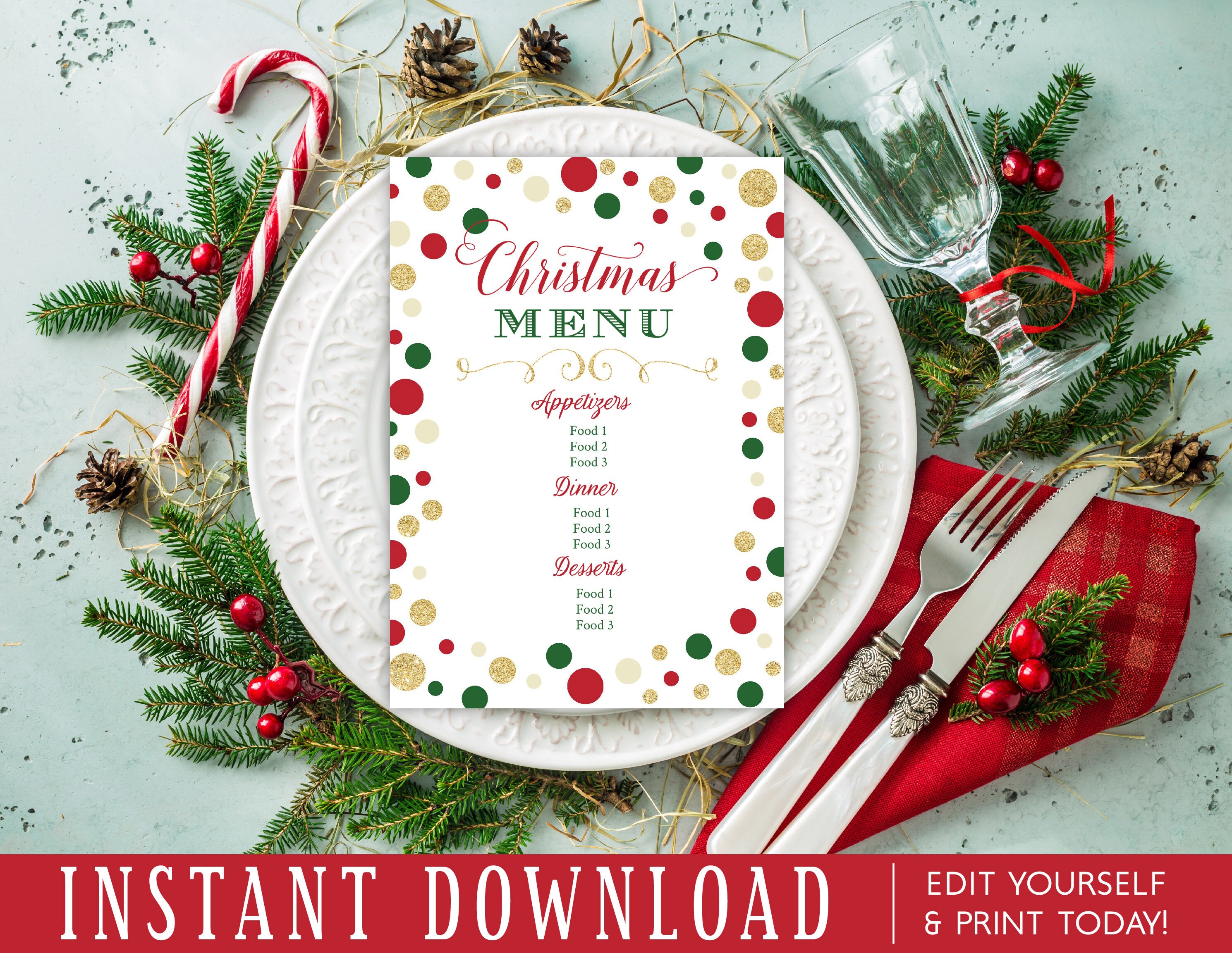 Christmas Party Dinner Menu Printable Instant Download Edit Etsy Christmas Party Dinner Menu Printable Instant Download Edit Etsy