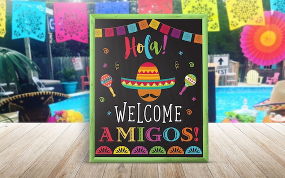 Fiesta Welcome Party Sign, Fiesta Party Decorations, Mexican Party Sign, Taco Bout A Party, Welcome Amigos Il_570xn
