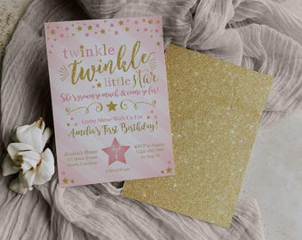 Twinkle Twinkle Little Star Zaproszenie urodzinowe
