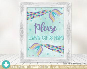 Mermaid Party Sign • Gift Sign Centerpiece Birthday Party • Under The Sea Instant Download Printable