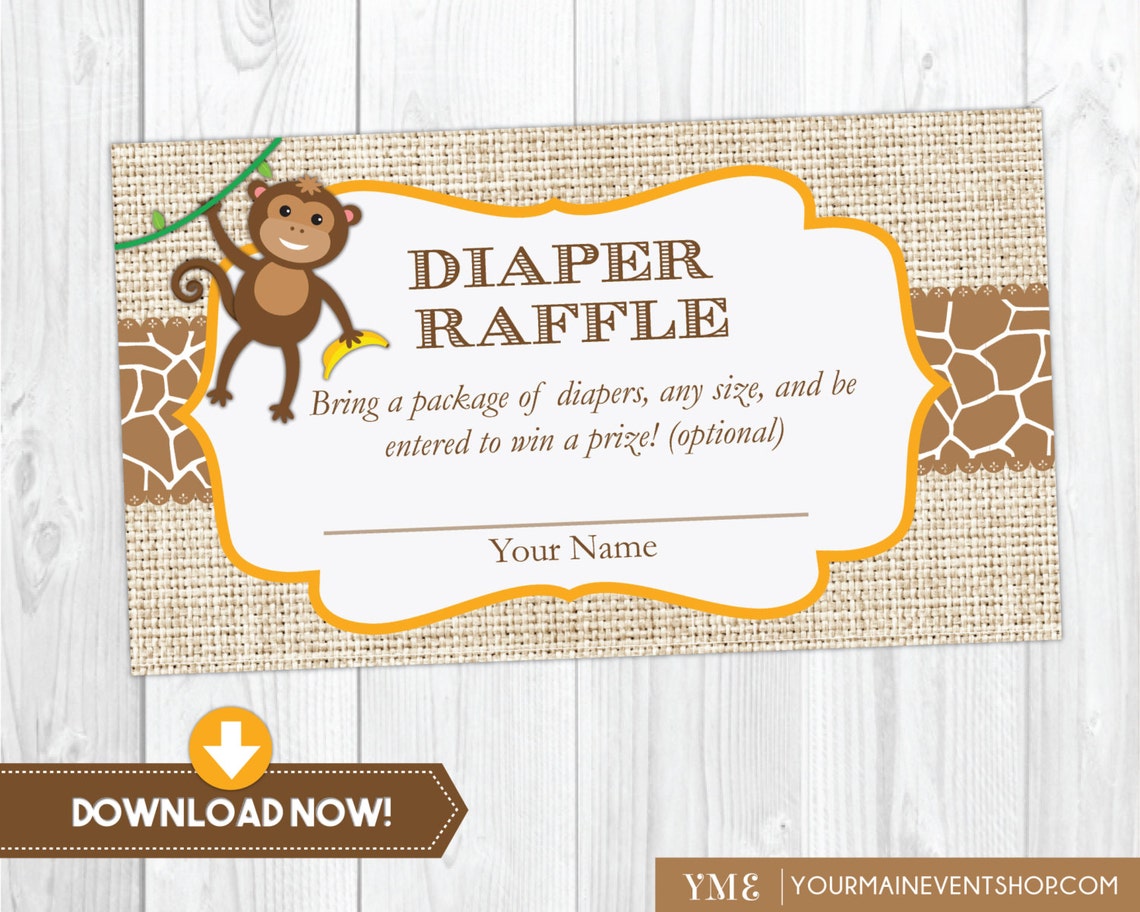 Jungle Safari Baby Shower Diaper Raffle Tickets Boy Shower | Etsy