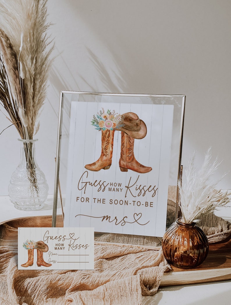 country rustic boots bridal shower games how many kisses