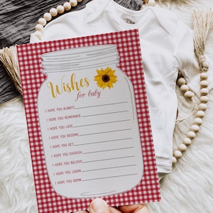 Country Sunflower BabyQ BBQ Baby Shower Wishes For Baby Activity Cards