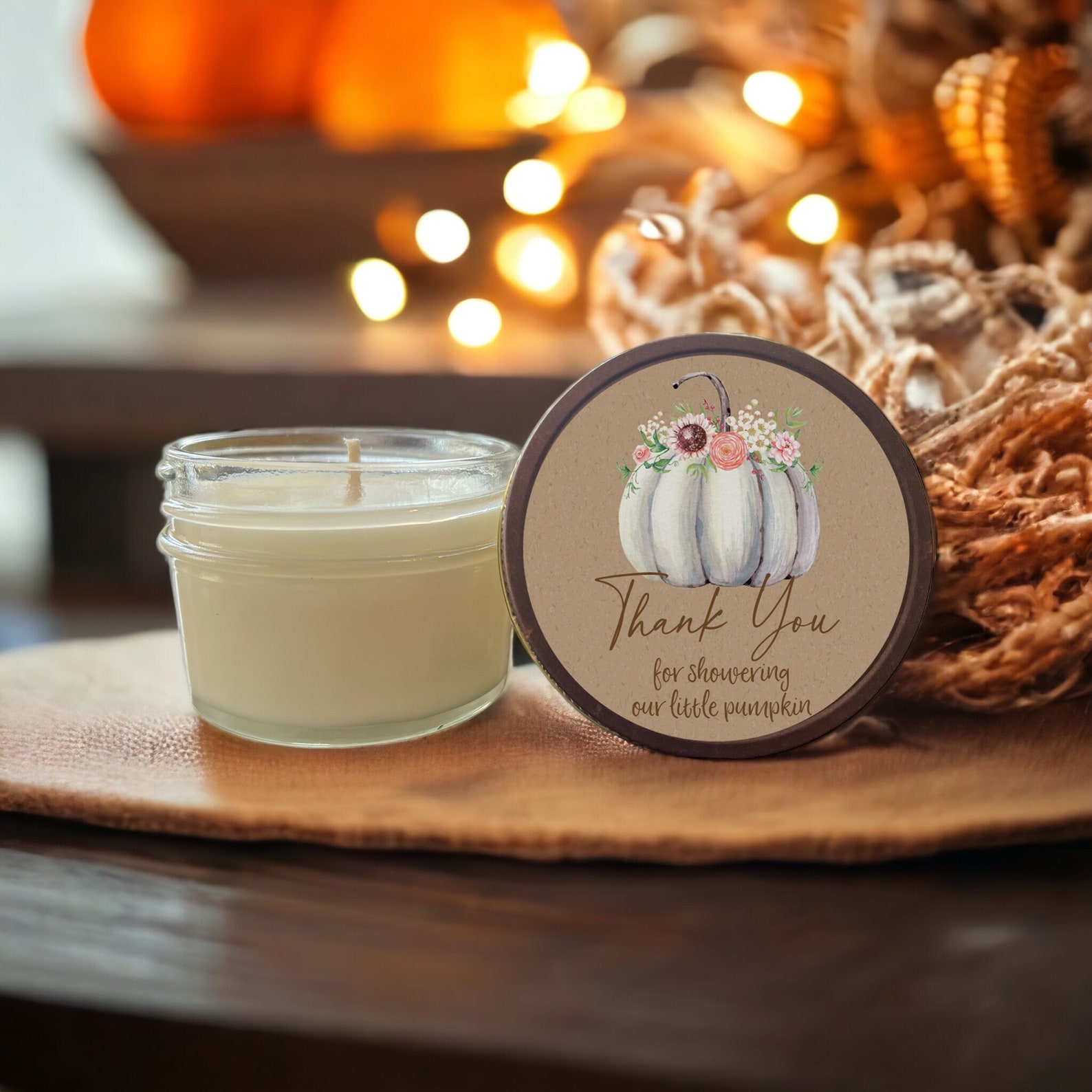 Little Pumpkin Baby Shower Favor Candles, Personalized 4 Oz. Soy Candle ...