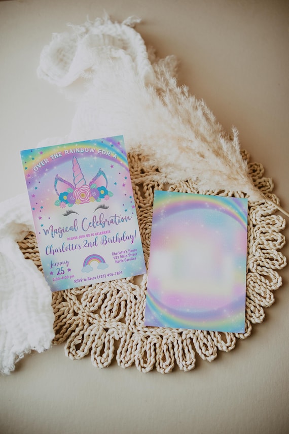 Unicorn Birthday Invitation Template, Edit Yourself Invite