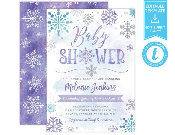 winter wonderland baby shower invitations