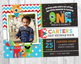 Monster Invitation, Monster Birthday Invitation, Monster Party, Little Monster First Birthday, 1st, Second Birthday, 2nd Birthday