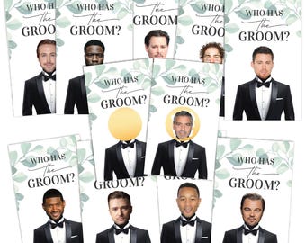 Who Has The Groom Game, Celebrity and Groom Scratch Off, Bridal Shower Scratch Off, Bachelorette Games, Printed Groom Scratch Off Eucalyptus