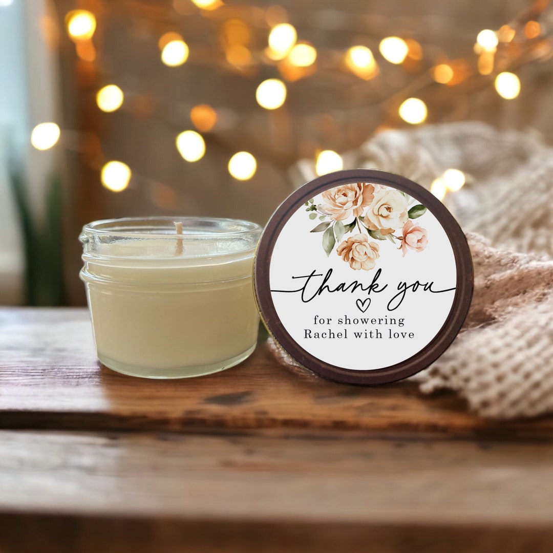 Personalized Bridal Shower Favor: Neutral Floral 4 Oz Soy Candle - Etsy