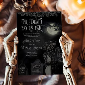 Til Death Do Us Part Gothic Wedding Halloween Invitation
