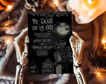 Til Death Do Us Part Gothic Wedding Halloween Invitation