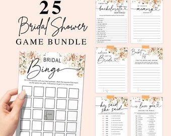 Minimalist Floral Bridal Shower Games, Bachelorette Games, Printable Wedding Shower Games, Editable Bridal Party Games Bundle