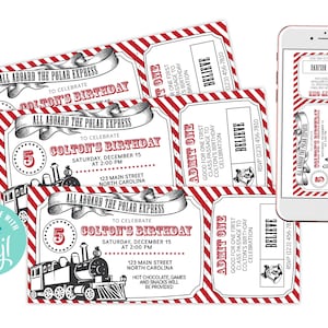 The Polar Express Birthday Invitation - Christmas Polar Express Party ...