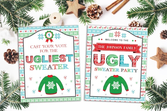 Ugly Sweater Party Sign: Welcome & Vote Signs (Digital Download)
