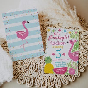 Let&#39;s Flamingle Flamingo Birthday Invitation