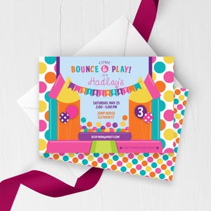 Girl Bounce House Birthday Invitation Editable Template
