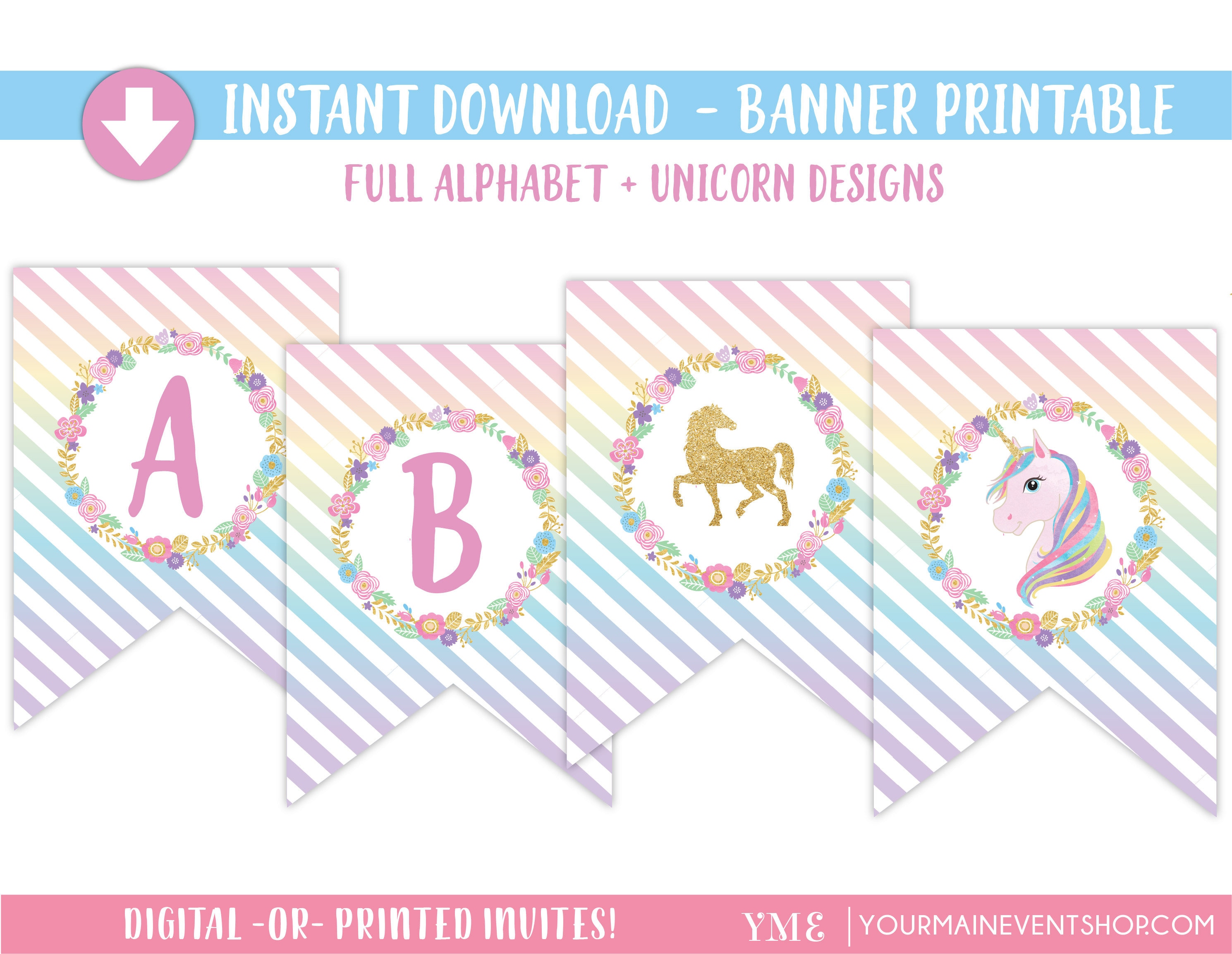 unicorn party printable banner unicorn birthday party banner