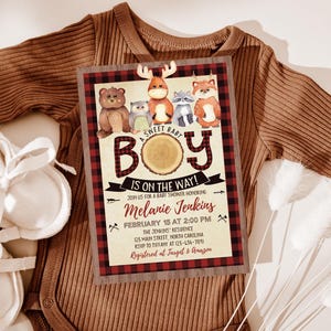 Bear Woodland Lumberjack Baby Shower Invitation, It&#39;s A Boy