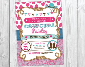 Cowgirl Birthday Invitation - Cowgirl Invitation - Country Western Birthday - Cowgirl Invite