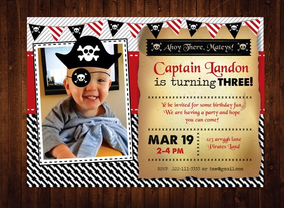 Pirate Birthday Invitation, Personalized Pirate Birthday Party Invites Il_570xn