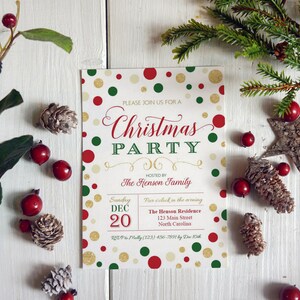Christmas Party Invitation, Christmas Party Invite, Christmas Party Printable, Holiday Party DIY Edit Templett Printable image 2