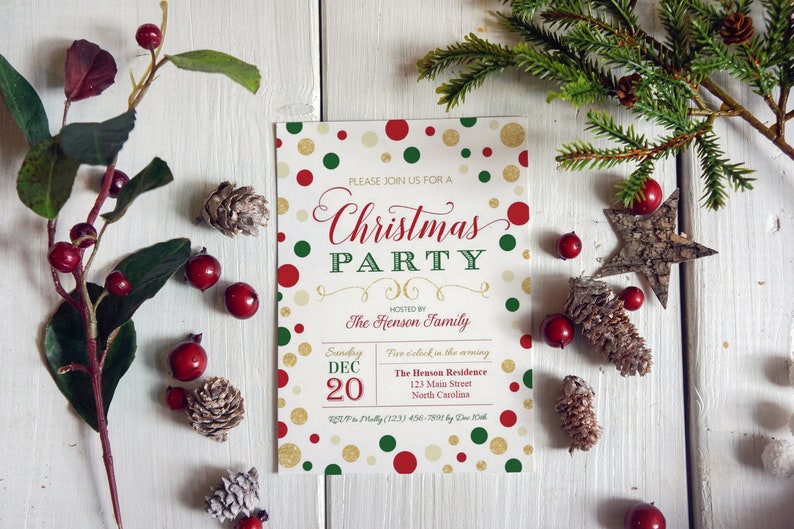 Christmas Party Invitation, Christmas Party Invite, Christmas Party Printable, Holiday Party DIY Edit Templett Printable image 2