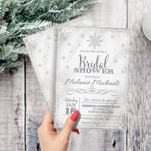 Winter Snowflake Bridal Shower Invitation Printable Wonderland Bridal Invite Christmas Bridal Shower image 3