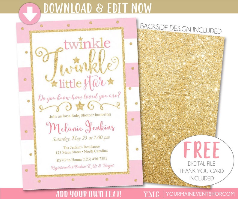 Twinkle Twinkle Very little Star Boy or girl Shower Invitation, Twinkle Twinkle Minimal Star Invitation, Purple and Gold Printable Invite, Thank Yourself Card graphic about Free Printable Twinkle Twinkle Little Star Baby Shower Invitations titled Twinkle Twinkle Minimal Star Kid Shower Invitation, Twinkle Twinkle Very little Star Invitation, Red and Gold Printable Invite, Thank Yourself Card