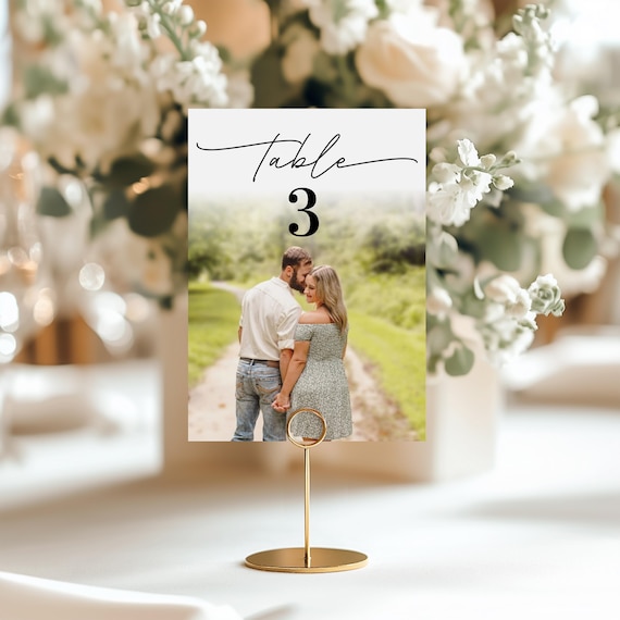 Printed Photo Table Numbers For Wedding