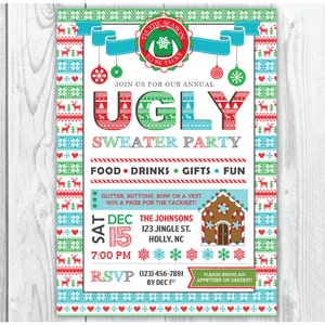 Ugly Sweater Christmas Party Voting Cards & Awards Tacky Christmas Party image 2