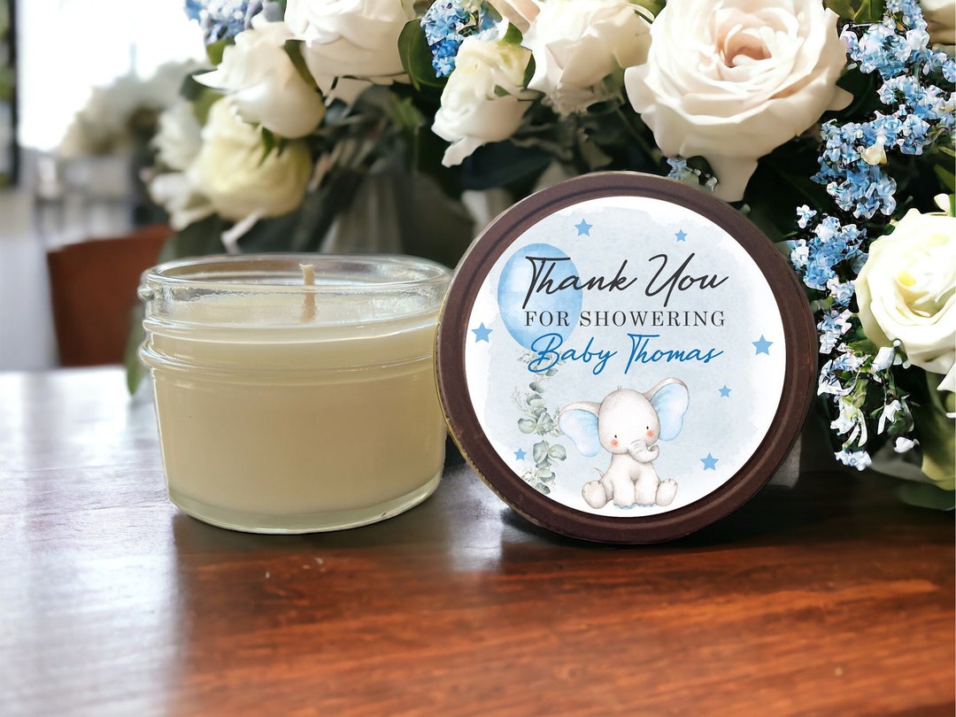 Elephant Baby Shower Favor Candles: Personalized 4 Oz Soy Candle - Etsy