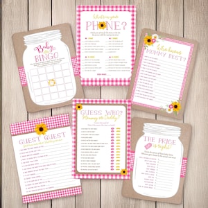 Pink Baby BBQ Baby Shower Games Bundle