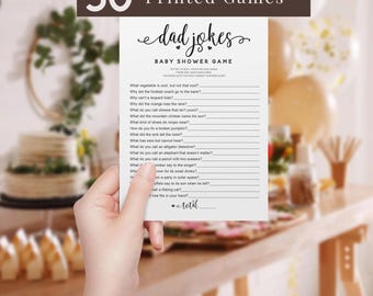 50 Printed Baby Shower Games - Dad Jokes Game - 50 Cards Shipped To You
