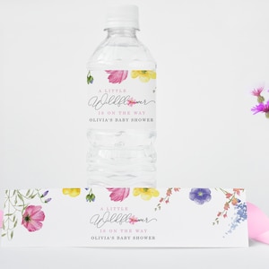 Wildflower Baby Shower Water Bottle Label Editable Template