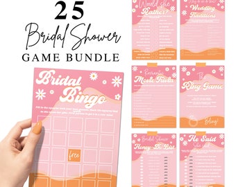 Groovy Retro Bridal Shower Games Bundle