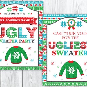 Ugly Sweater Christmas Party Voting Cards & Awards Tacky Christmas Party image 3