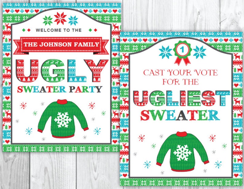 Ugly Sweater Christmas Party Voting Cards & Awards Tacky Christmas Party image 3