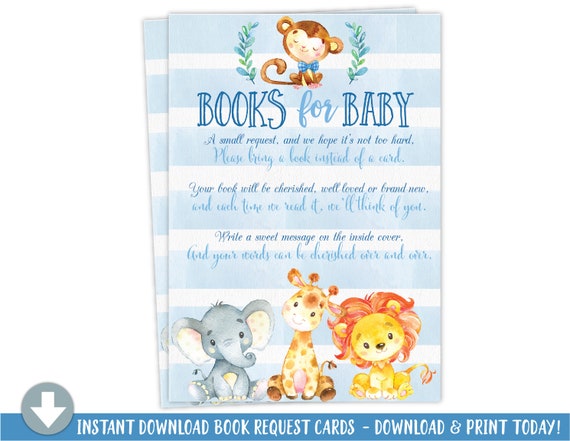 Elephant Jungle Baby Shower Book Request Card Books For Baby Card