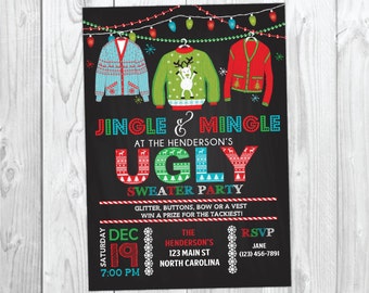 Ugly Sweater Christmas Party Invitations | Christmas Party Invitation | Tacky Sweater Party Invite | Festive Holiday Party