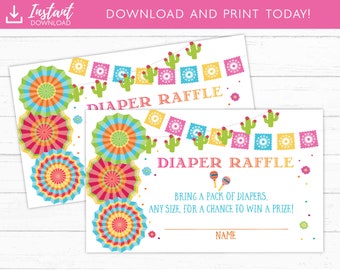 Fiesta Baby Shower Diaper Raffle Ticket Card, Taco Bout A Baby Mexican Baby Shower Raffle Instant Download