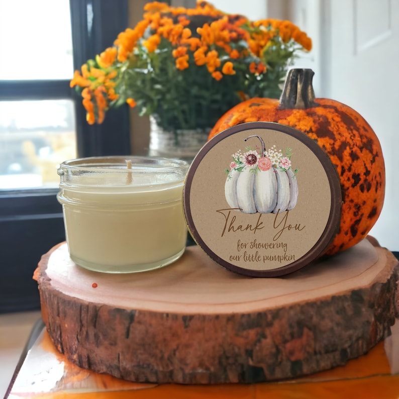 Little Pumpkin Baby Shower Favor Candles, Personalized 4 Oz. Soy Candle ...