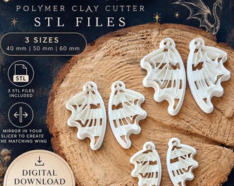 Dragon Wing Clay Cutter STL Files | Polymer Clay Earring Cutter | Fantasy Gothic Jewellery | 3D Printing Digital Download | Dragon Earrings