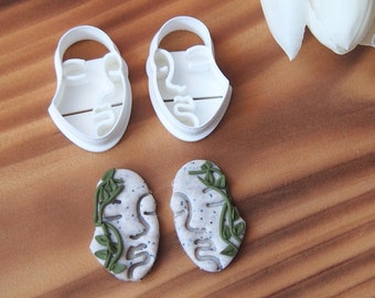 Face Embossed Cutter ( face cutter, contemporary cutter, female face, female cutter, female emboss, polymer clay cutter, earrings cutter )