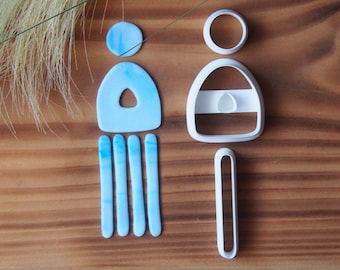 Polymer Clay Earring Cutter Set: Dangle Drop Arch Cutters