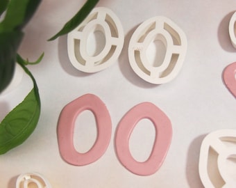 Hand Drawn Oval Cutter ( organic cutter, oval shape cutter, polymer clay cutter, earrings clay cutter, modern shape, 3d cutter, clay cutter)