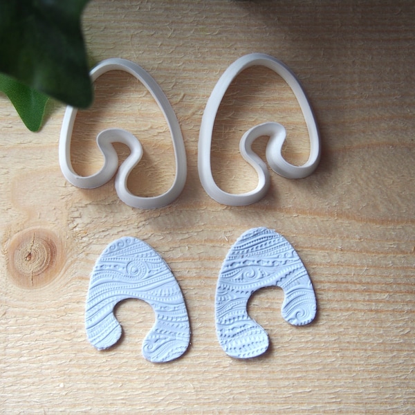 Arch Swirl Cutter ( polymer clay cutter, curved arch shape, freeform arch, earring cutter, clay earrings, clay cutter, dangle arch )